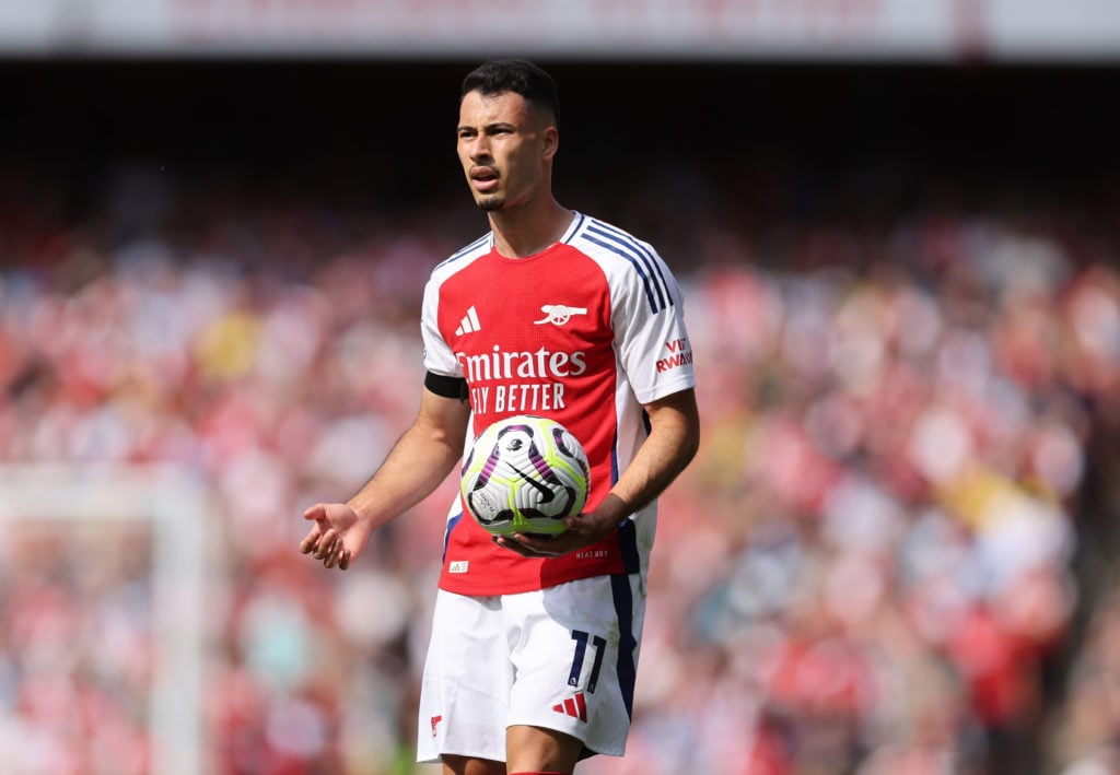 Gabriel Martinelli of Arsenal  during the Premier League match between Arsenal FC and Wolverhampton Wanderers FC at Emirates Stadium on August 17, ...