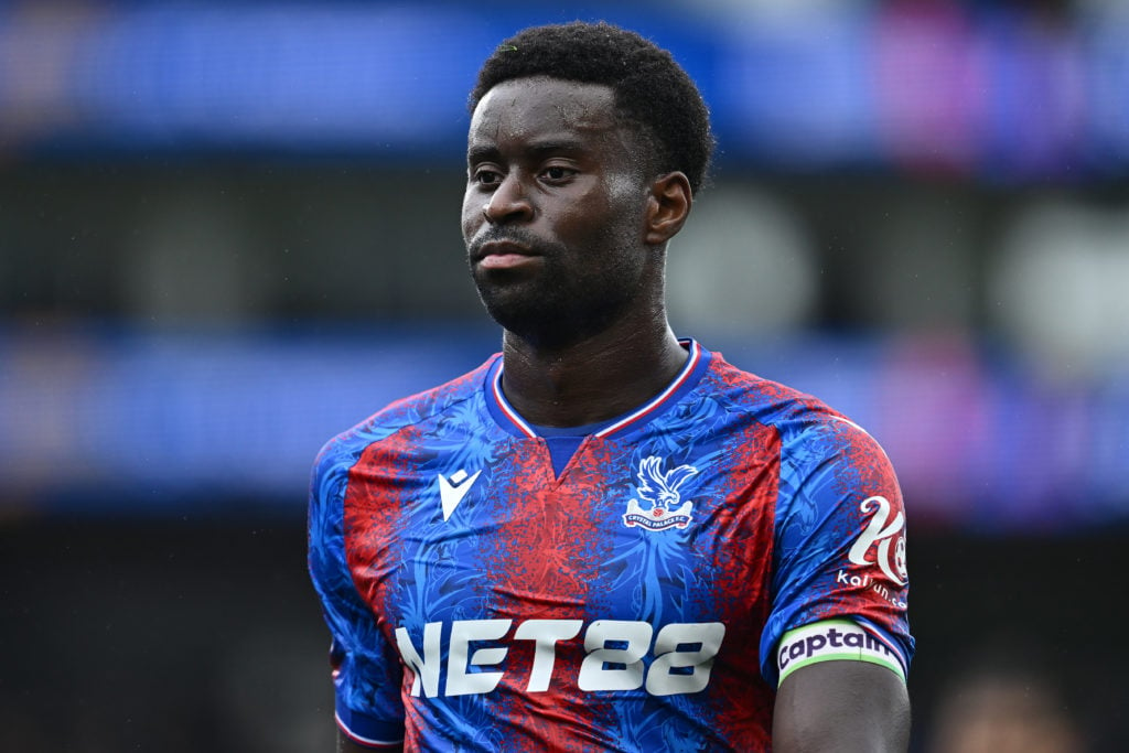 Marc Guehi of Crystal Palace FC looks on during the Premier League match between Crystal Palace FC and West Ham United FC at Selhurst Park on Augus...