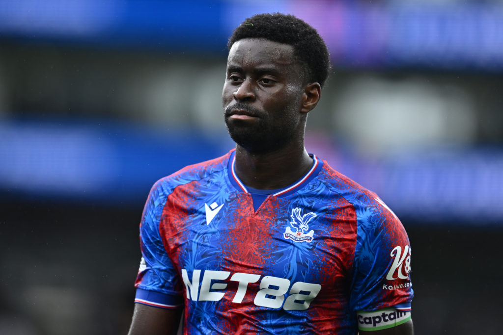 Marc Guehi of Crystal Palace FC looks on during the Premier League match between Crystal Palace FC and West Ham United FC at Selhurst Park on Augus...