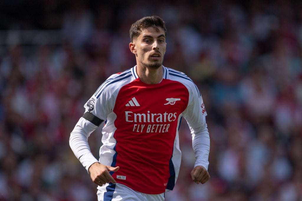 Kai Havertz of Arsenal in action during the Premier League match between Arsenal FC and Wolverhampton Wanderers FC at Emirates Stadium on August 17...