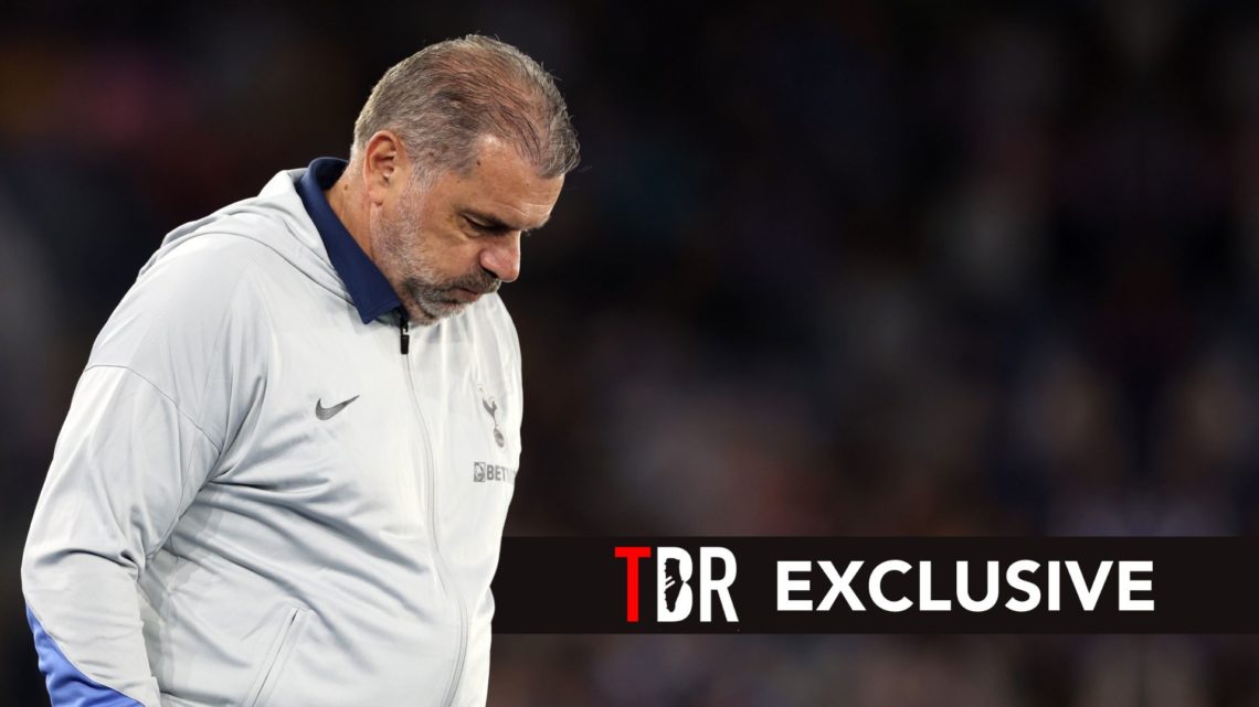 Tottenham Hotspur Manager Ange Postecoglou during the Premier League match. Overlaid, an exclusive banner.