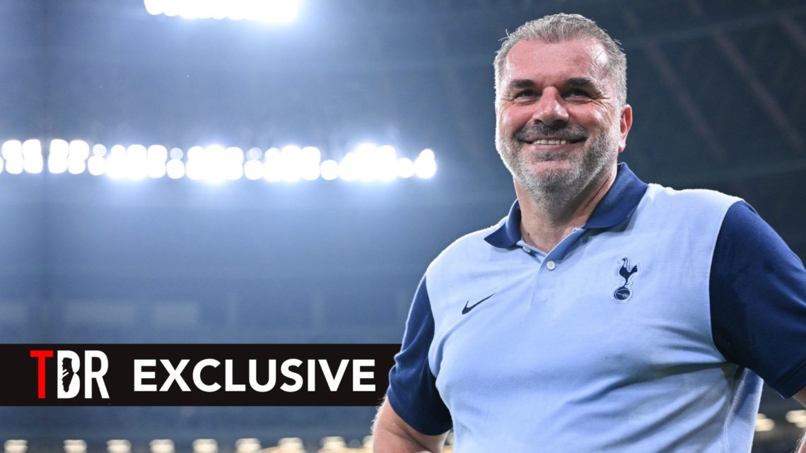 Head coach Ange Postecoglou of Tottenham Hotspur FC celebrates their victory. Overlaid, an exclusive banner.