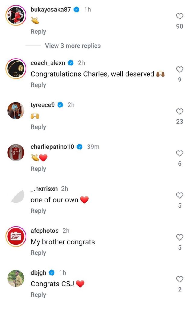 Bukayo Saka applauds Arsenal teammate Charles Sagoe Jr after penning new contract