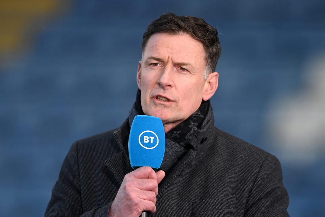 TV Pundit and Former Footballer Chris Sutton looks on ahead of the Premier League match between Leicester City and West Bromwich Albion at The King...