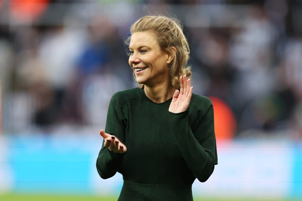 Amanda Staveley, Co-Owner of Newcastle United reacts during the free kick competition in the Premier League match between Newcastle United and Leic...