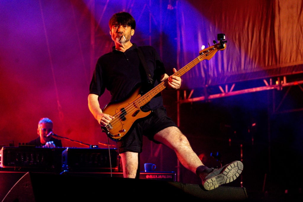 Alex James of Blur Rock band performs live at Lucca Summer