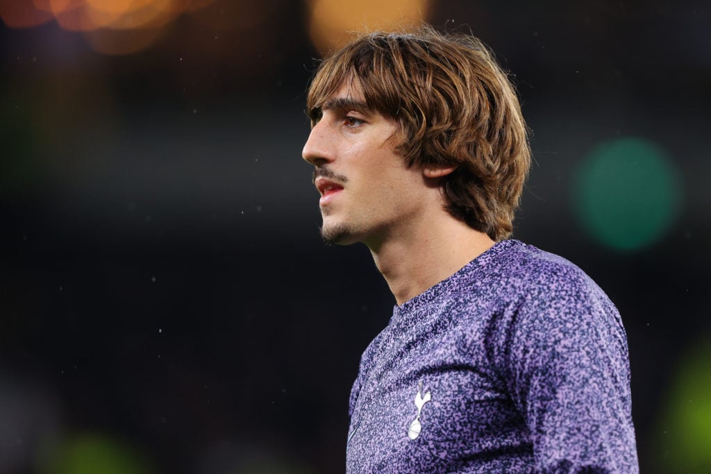 Bryan Gil looking on before a game between Tottenham and Fulham