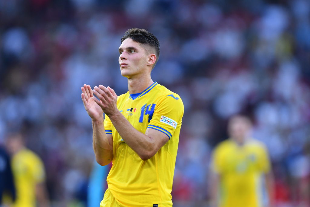 Georgiy Sudakov of Ukraine reacts after the match ends in a tie at the UEFA EURO 2024 group stage match between Belgium and Ukraine at Stuttgart Ar...