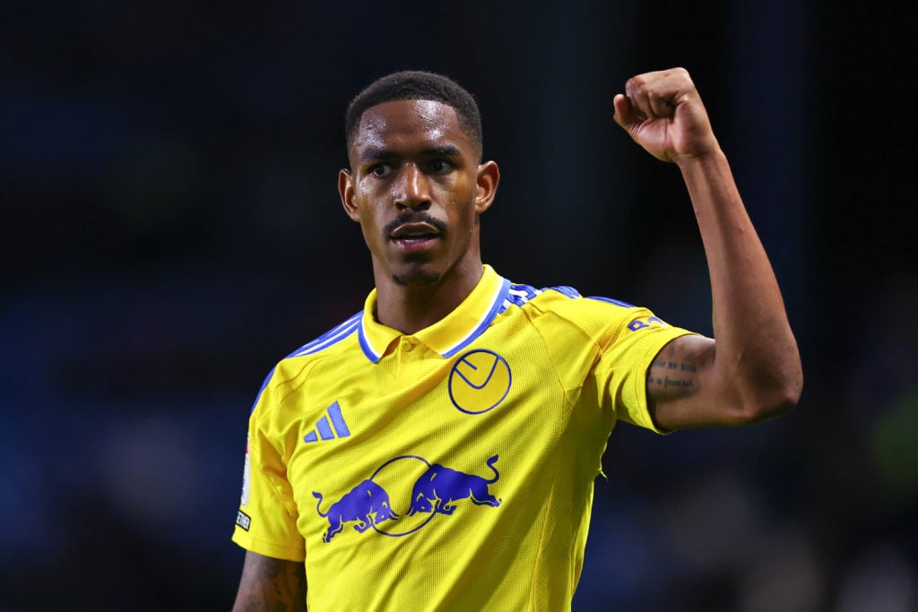 Junior Firpo of Leeds United celebrates at full time  during the Sky Bet Championship match between Sheffield Wednesday FC and Leeds United FC at H...