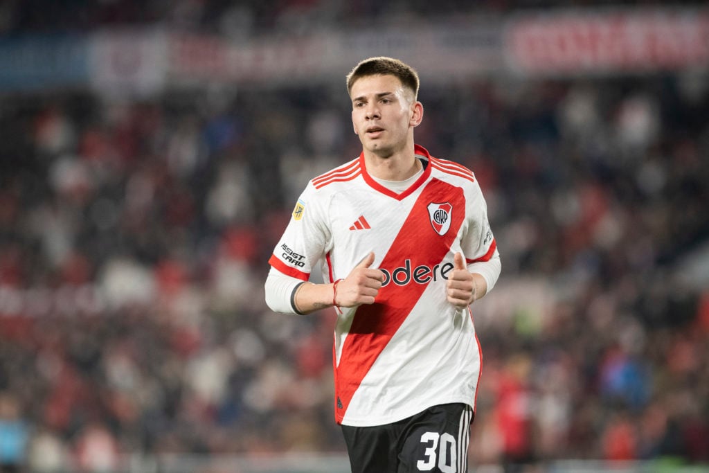 Franco Mastantuono of River Plate looks on during a Liga