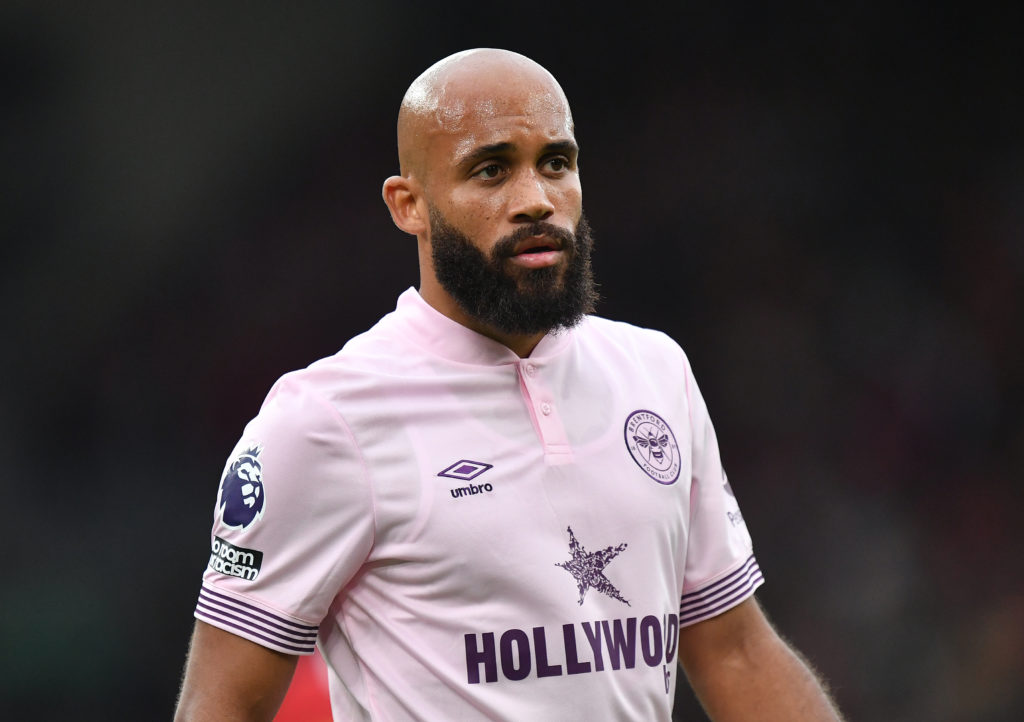 Brentford's Bryan Mbeumo during the Premier League match between Liverpool FC and Brentford FC at Anfield on August 25, 2024 in Liverpool, England.