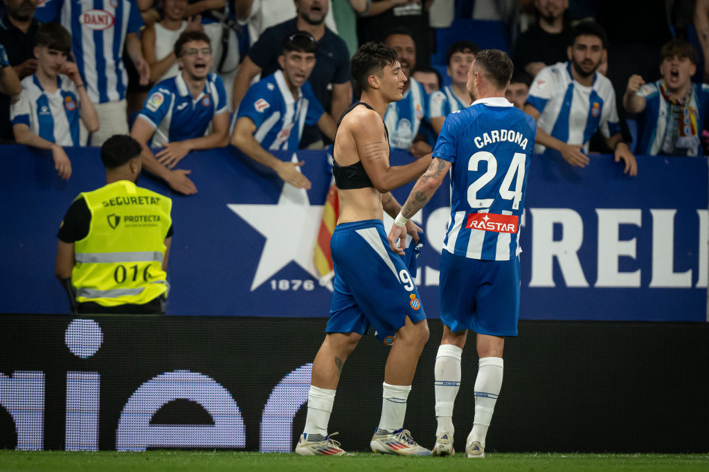 Alejo Veliz (RCD Espanyol) celebrates after scoring his team