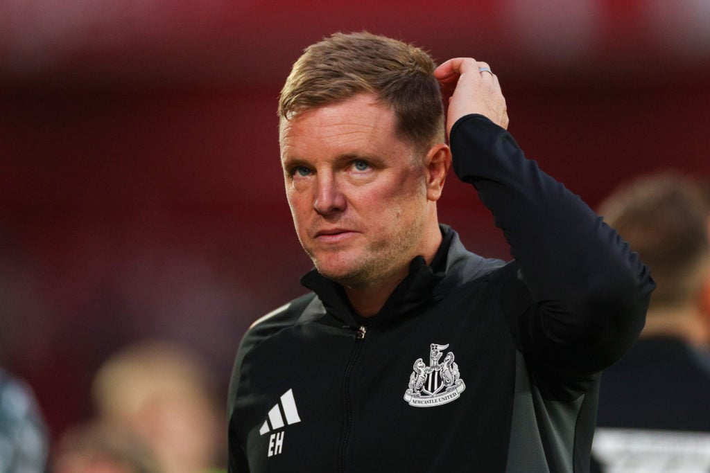 Eddie Howe the head coach / manager of Newcastle United during the Carabao Cup Second Round match between Nottingham Forest and Newcastle United at...