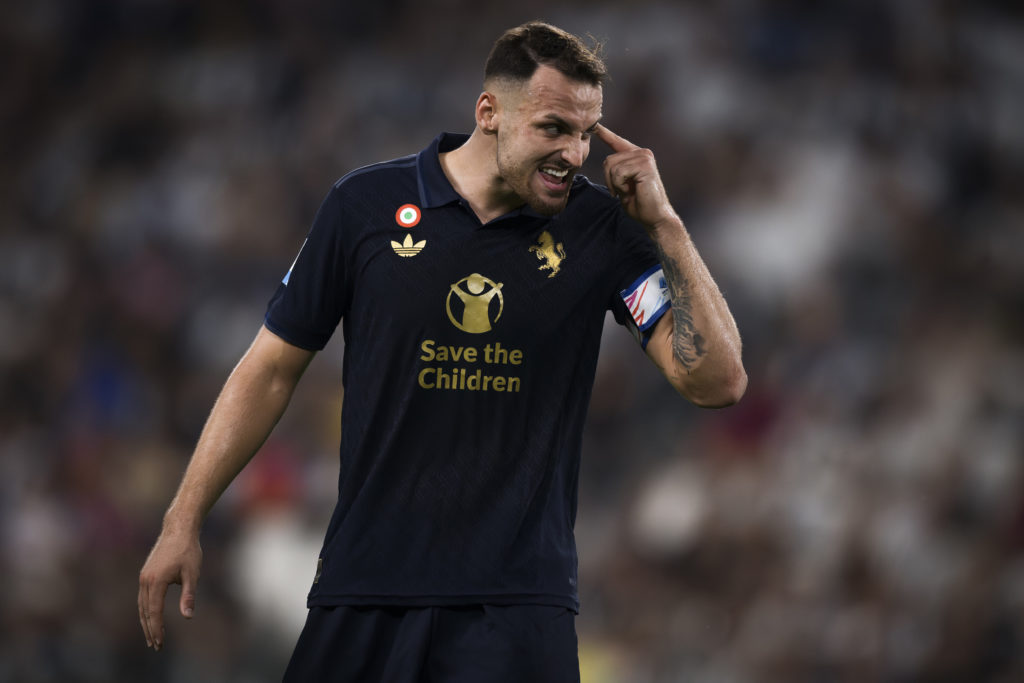 Federico Gatti of Juventus FC reacts during the Serie A football match between Juventus FC and AS Roma. The match ended 0-0 tie.