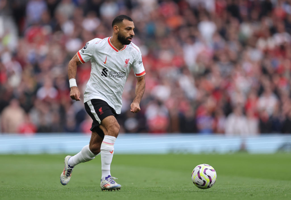 Mohamed Salah of Liverpool  during the Premier League match between Manchester United FC and Liverpool FC at Old Trafford on September 01, 2024 in ...