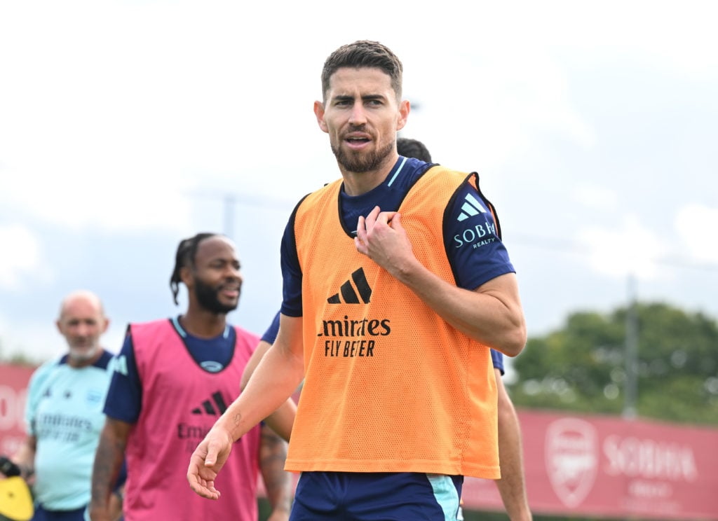 Jorginho of Arsenal at Sobha Realty Training Centre on September 03, 2024 in London Colney, England.