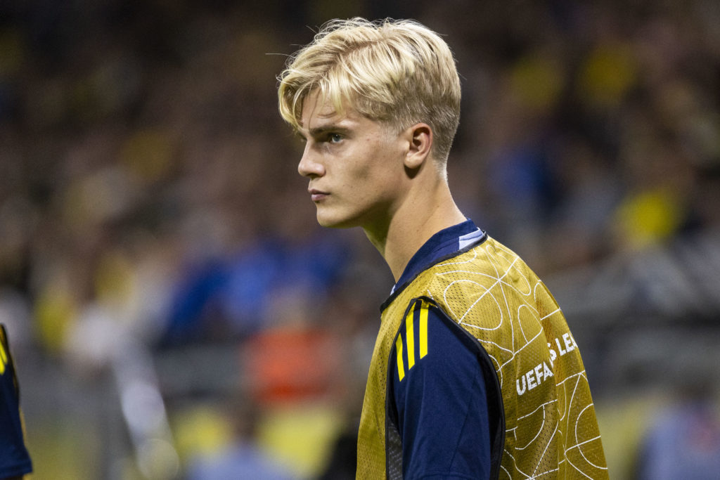 Lucas Bergvall of Sweden during the UEFA Nations League 2024/25 League C Group C1 match between Sweden and Estonia at Strawberry Arena on September...