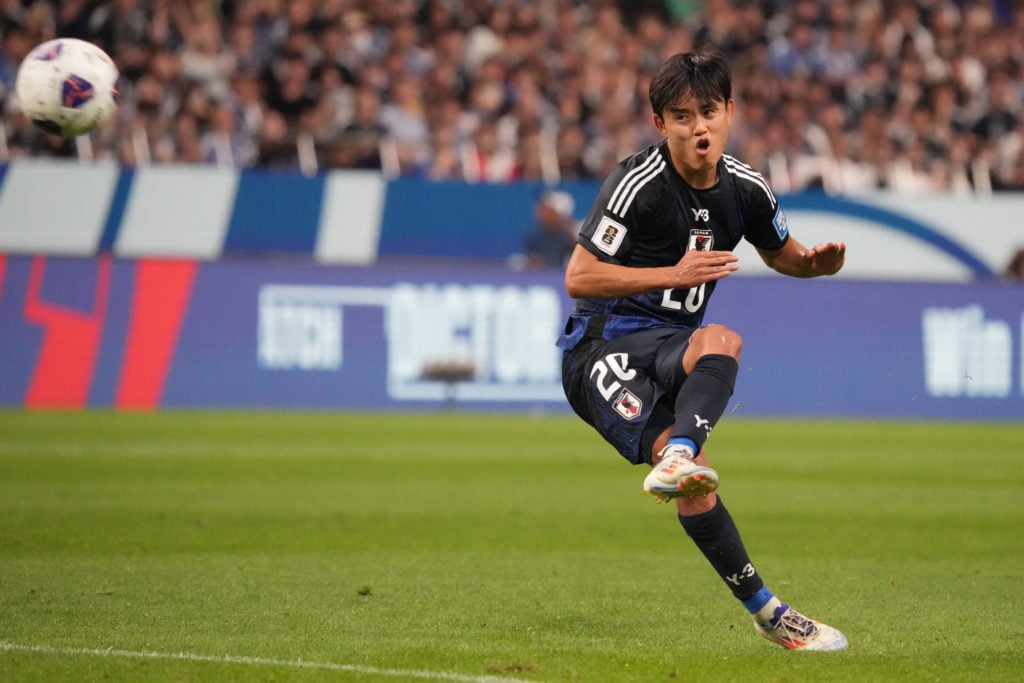 Takefusa Kubo of Japan in action  during the FIFA World Cup Asian 3rd Qualifier Group C match between Japan and China at Saitama Stadium on Septemb...