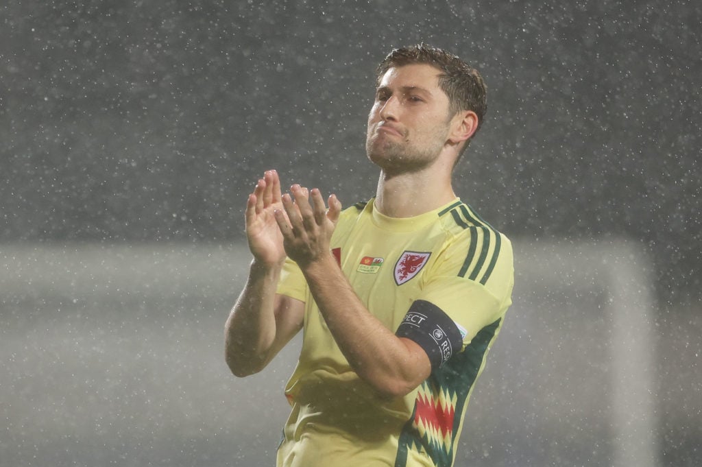 Ben Davies of Wales applauds the fans after the team's victory in the UEFA Nations League 2024/25 League B Group B4 match between Montenegro and Wa...