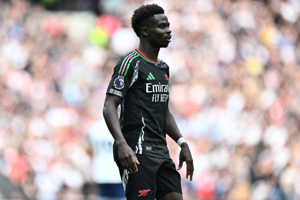 Bukayo Saka of Arsenal FC during the Premier League match between Tottenham Hotspur FC and Arsenal FC at Tottenham Hotspur Stadium on September 15,...