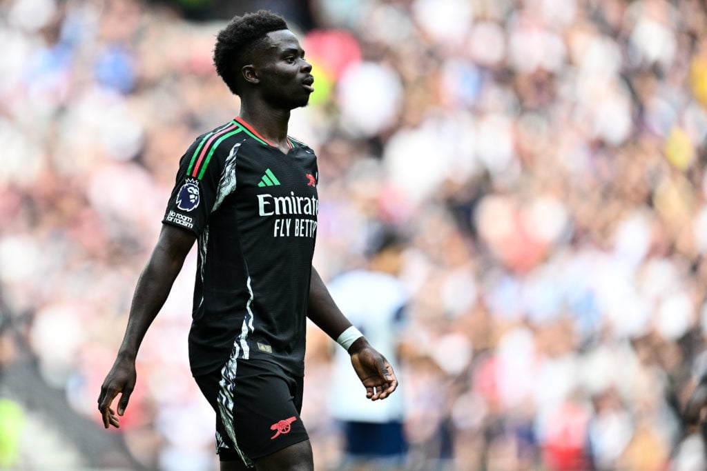 Bukayo Saka of Arsenal FC during the Premier League match between Tottenham Hotspur FC and Arsenal FC at Tottenham Hotspur Stadium on September 15,...