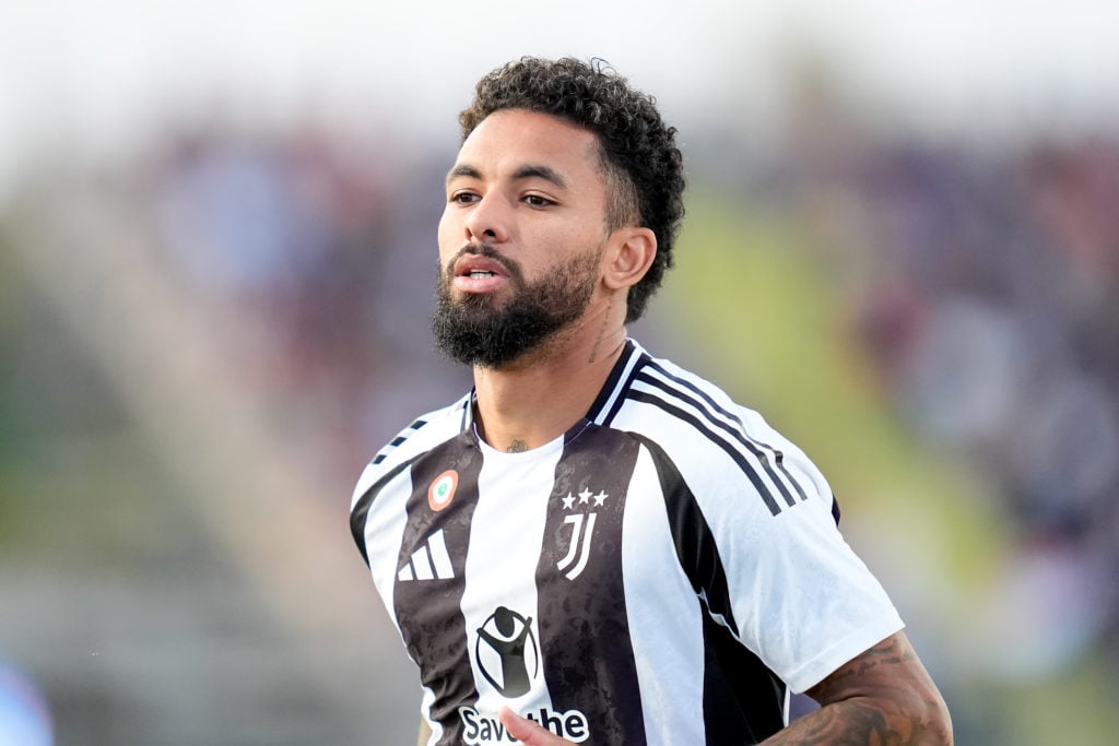 Douglas Luiz of Juventus FC looks on during the Serie A Enilive match between Empoli FC and Juventus FC at Stadio Carlo Castellani on September 14,...