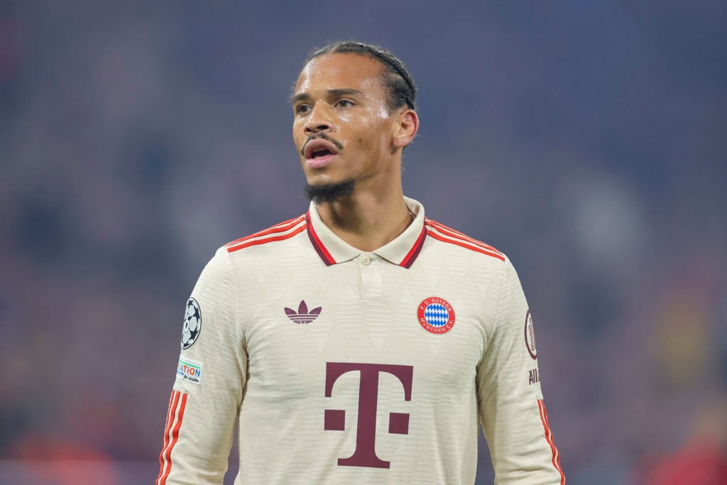 Leroy Sane of Bayern Muenchen looks on during the UEFA Champions League 2024/25 League Phase MD1 match between FC Bayern München and GNK Dinamo at ...