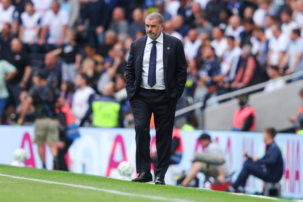 Ange Postecoglou, manager of Tottenham Hotspur, during the Premier League match between Tottenham Hotspur FC and Arsenal FC at Tottenham Hotspur St...