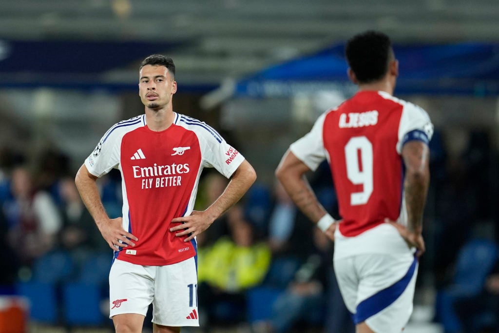 Gabriel Martinelli of Arsenal FC looks on during the UEFA Champions League 2024/25 League Phase MD1 match between Atalanta BC and Arsenal FC at Gew...