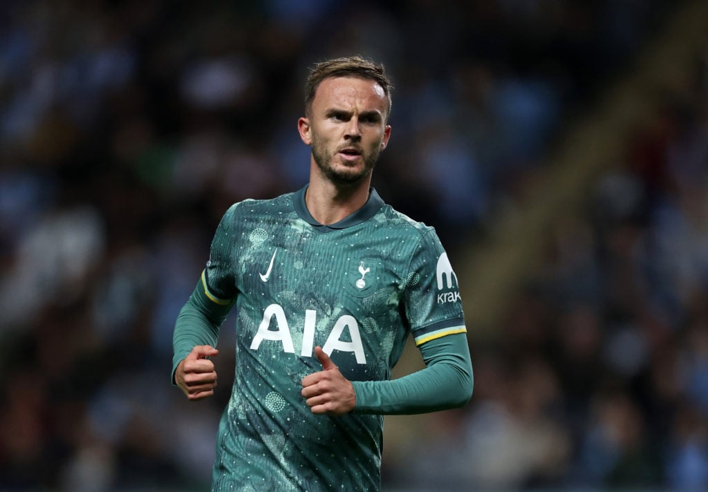 James Maddison of Tottenham Hotspur  during the Carabao Cup Third Round match between Coventry City and Tottenham Hotspur at The Coventry Building ...