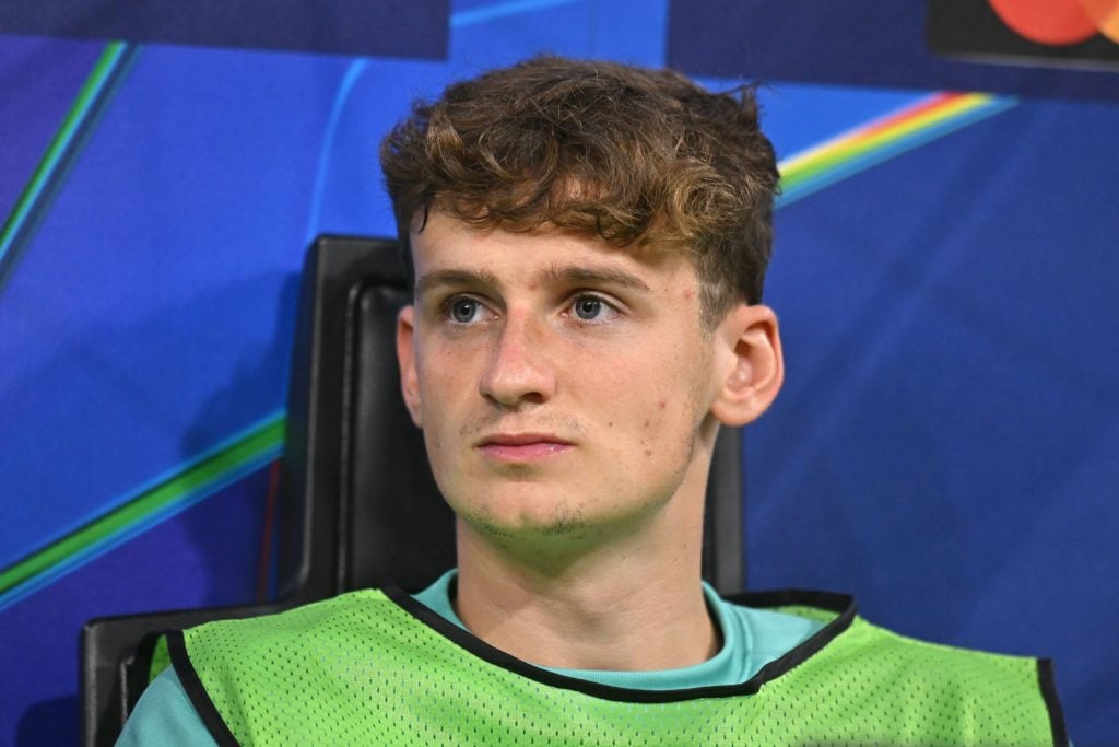 Tyler Morton of Liverpool looks on during the UEFA Champions League 2024/25 League Phase MD1 match between AC Milan and Liverpool FC at Stadio San ...