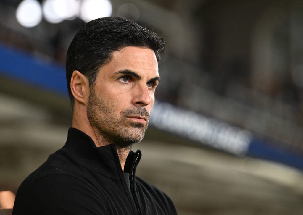 Arsenal Manager Mikel Arteta before the UEFA Champions League 2024/25 League Phase MD1 match between Atalanta BC and Arsenal FC at Stadio di Bergam...