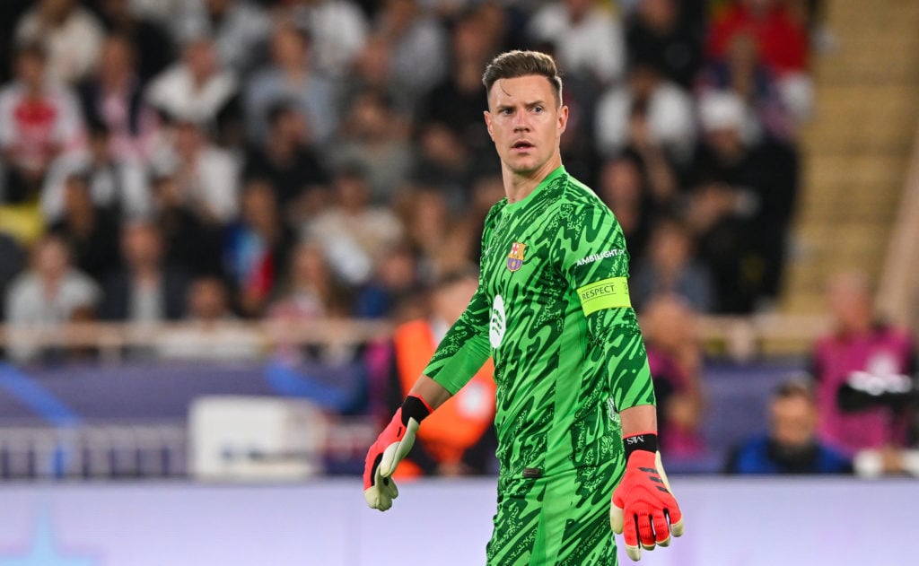 Marc-Andre Ter Stegen looking on during a Barcelona game