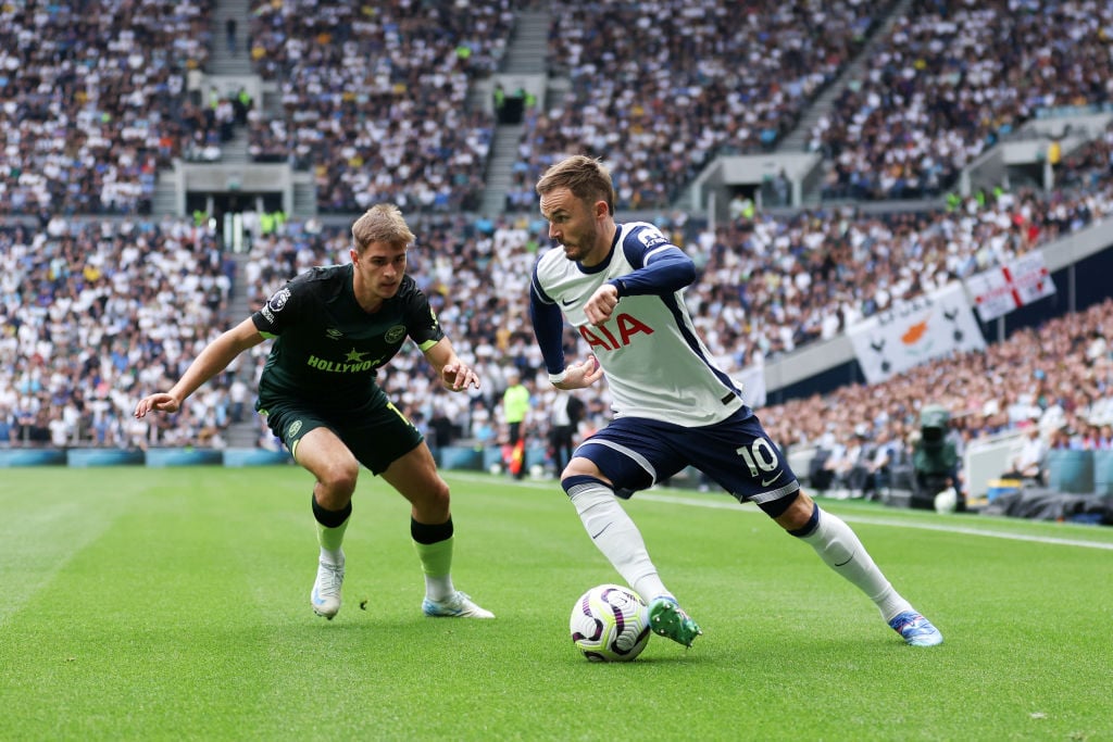 James Maddison of Tottenham Hotspur  during the Premier League match between Tottenham Hotspur FC and Brentford FC at Tottenham Hotspur Stadium on ...