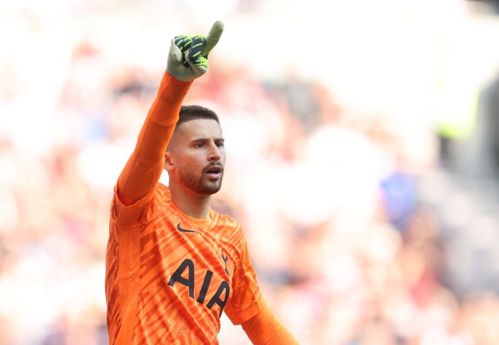 Guglielmo Vicario of Tottenham Hotspur during the Premier League match between Tottenham Hotspur FC and Brentford FC at Tottenham Hotspur Stadium o...