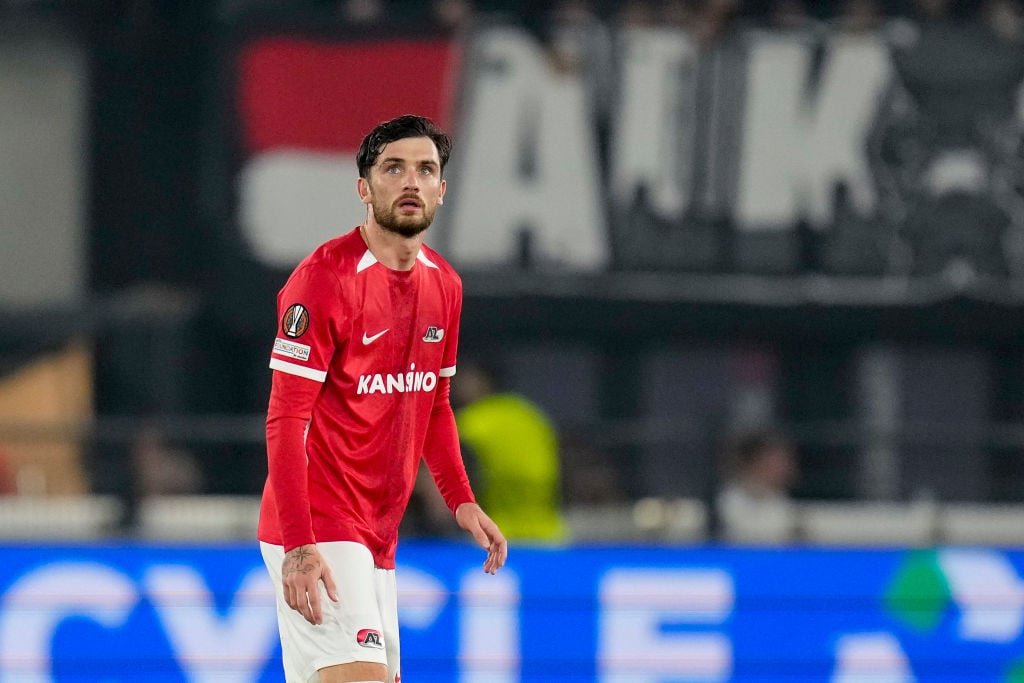 Troy Parrott of AZ Alkmaar during the UEFA Europa League 2024/25 League Phase MD1 match between AZ Alkmaar and IF Elfsborg at AFAS Stadion on Septe...