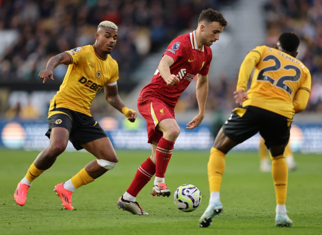 Diogo Jota of Liverpool  during the Premier League match between Wolverhampton Wanderers FC and Liverpool FC at Molineux on September 28, 2024 in W...