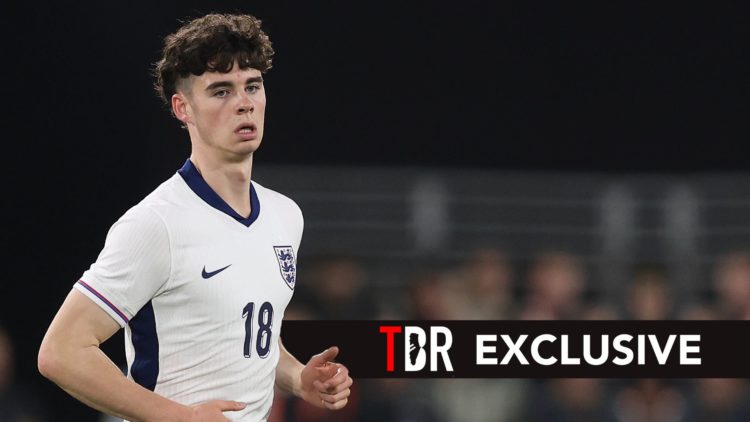 Archie Gray of England U21 during the U21 international friendly match between England and Austria at Kenilworth Road. Overlaid, an exclusive banner.
