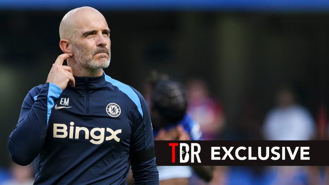 Head Coach Enzo Maresca of Chelsea after his sides 1-1 draw during the Premier League match. Overlaid, an exclusive banner.