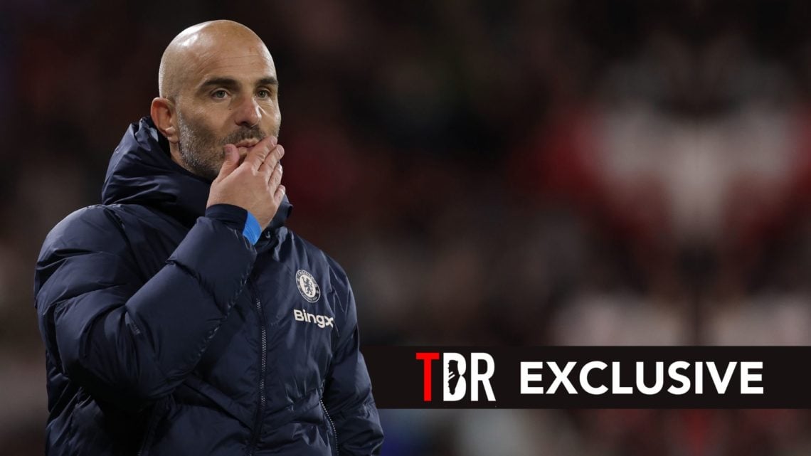 Enzo Maresca manager / head coach of Chelsea during the Premier League match. Overlaid, an exclusive banner.
