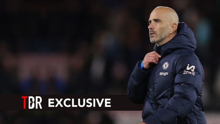 Enzo Maresca manager / head coach of Chelsea during the Premier League match. Overlaid, an exclusive banner.