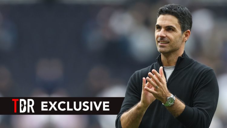 Arsenal manager Mikel Arteta applauds the fans at the final whistle during the Premier League match.