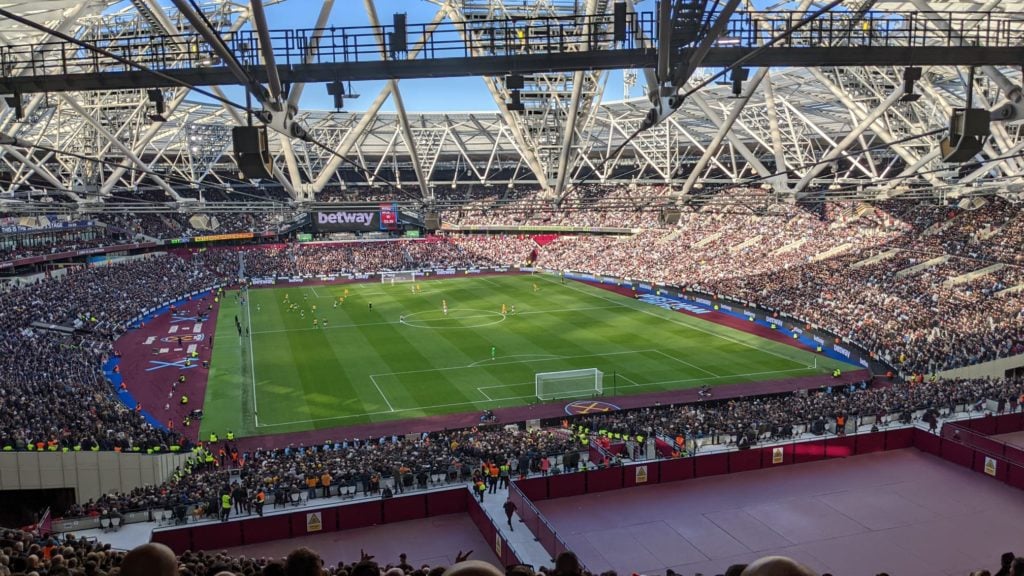 The view from the away end at the London Stadium ahead of West Ham United vs Leicester City