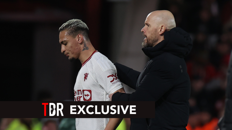 TBR exclusive banner with Erik Ten Hag (R) and Antony (L)