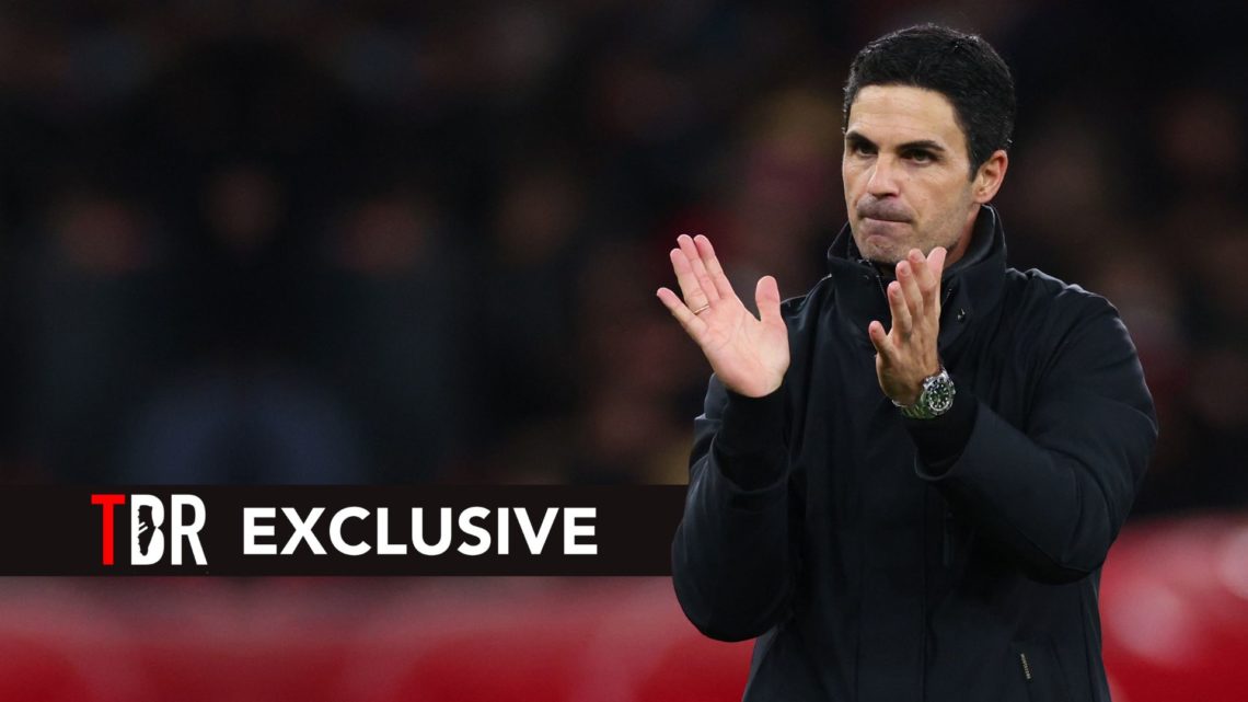 Mikel Arteta manager / head coach of Arsenal applauds after the UEFA Champions League 2024/25 League Phase MD2 match. Overlaid, an exclusive banner.