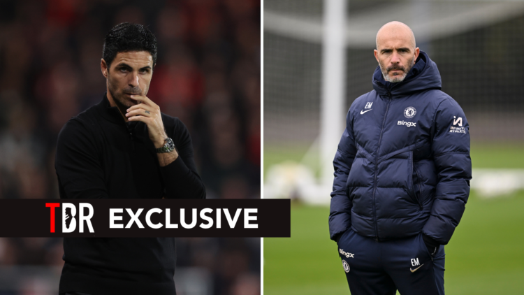 Arteta (left) split with Maresca (right) and TBR exclusive banner