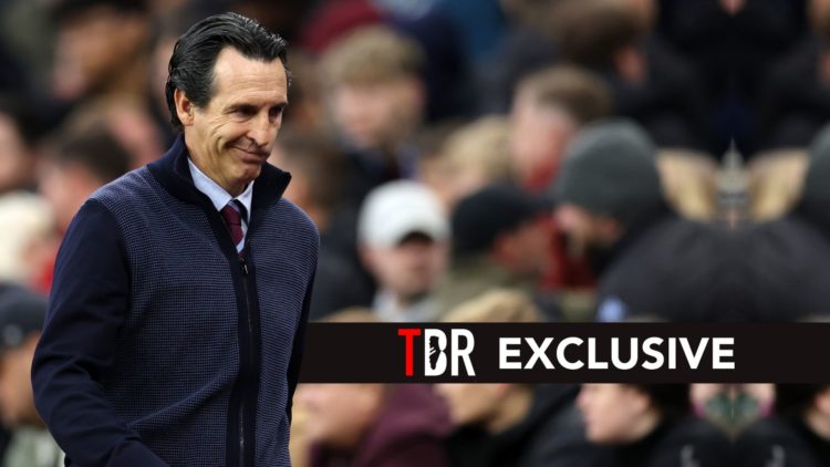 Unai Emery manger / head coach of Aston Villa walks off after during the Premier League match between Aston Villa FC and Manchester United FC at Vi...