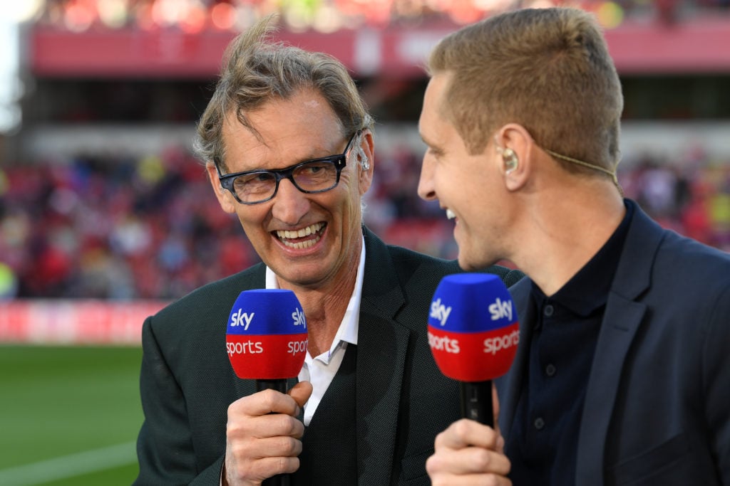 Former Arsenal player Tony Adams speaks to Sky Sports prior to the Premier League match between Nottingham Forest and Arsenal FC at City Ground on ...