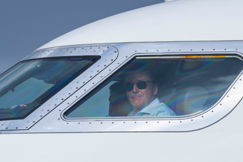 AS Roma President Dan Friedkin  is seen during his arrival at Ciampino Airport on August 29, 2023 in Rome, Italy.