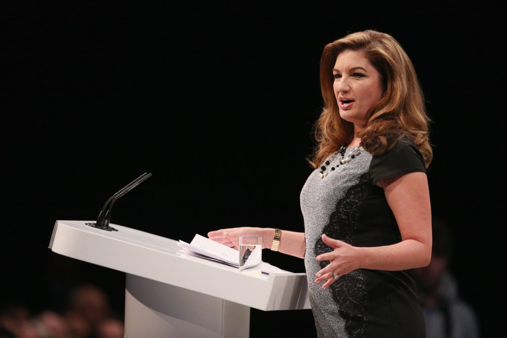 Businesswoman Karren Brady addresses the audience in the Main Hall of Manchester Central on the second day of the Conservative Party Conference on ...